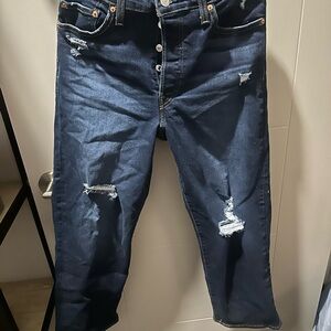 Levi's Dark Blue Ribcage Straight Ankle Jeans